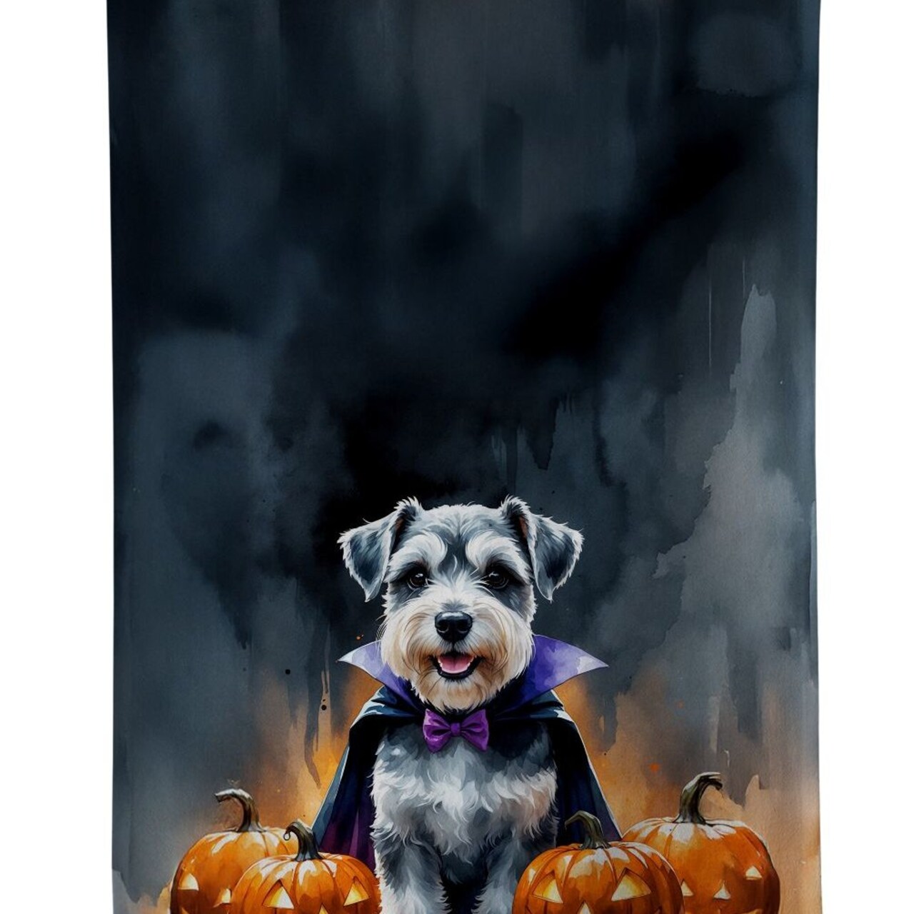 Edge Collections - 15" x 25" - Black - Schnauzer Halloween Kitchen Towel Decorative Dish Cloth - 1 Piece